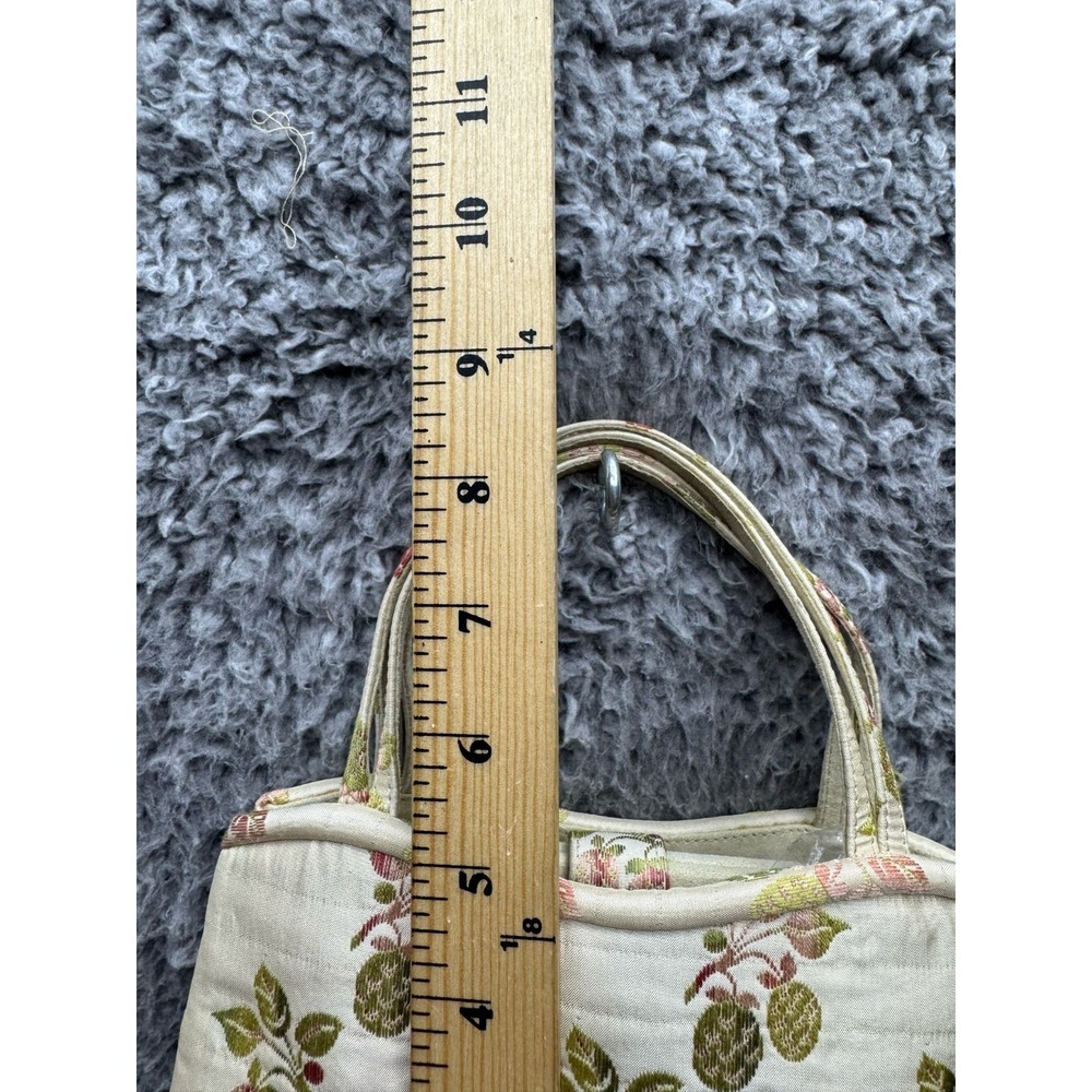 Vintage 90'sManolo Blahnik Fruit Embroidered Canvas Handle Bag Beige - Picture 12 of 13